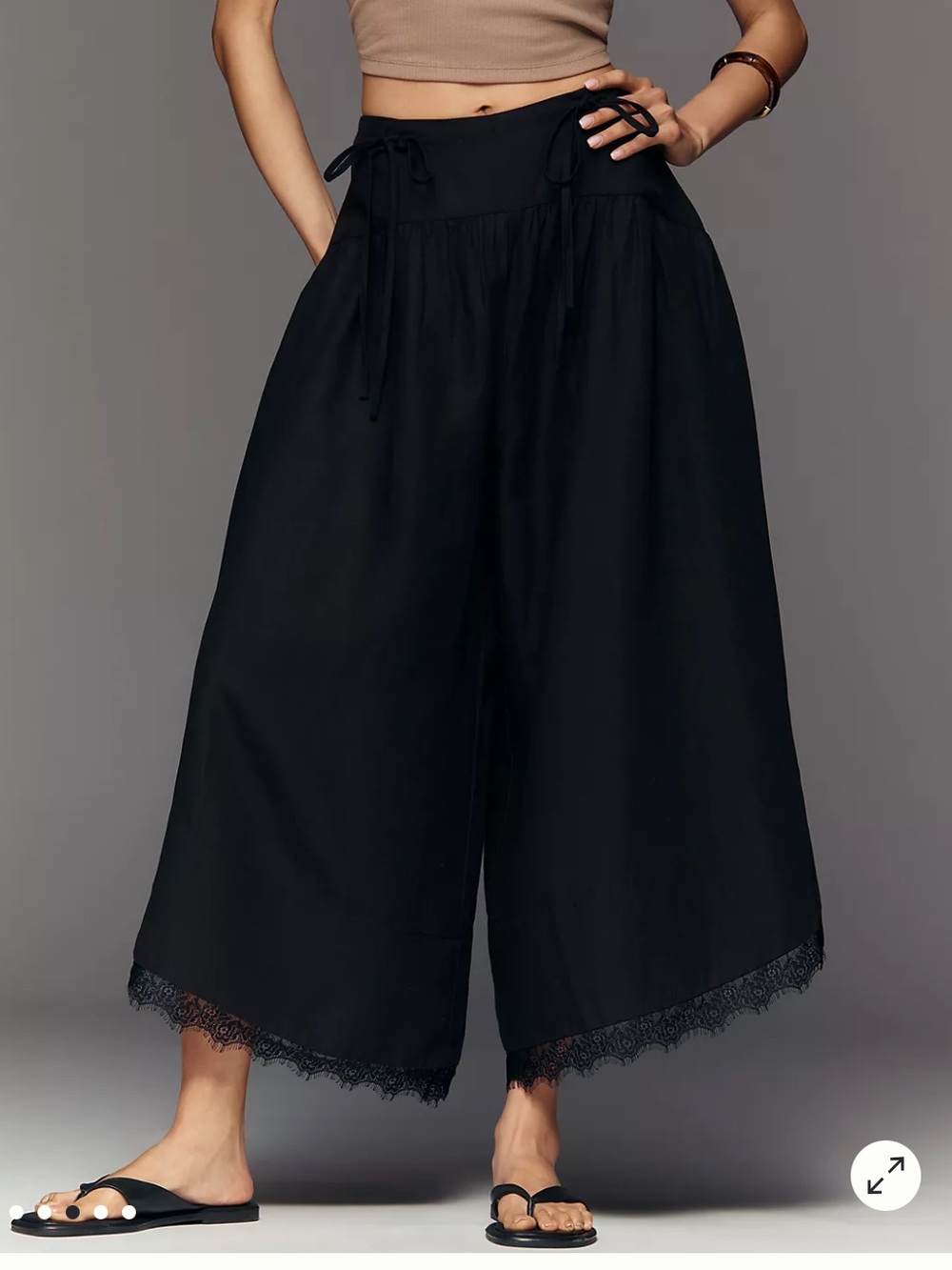 By Anthropologie Linen Blend Skirty Basque Waist Black Pants Size 2 NWT